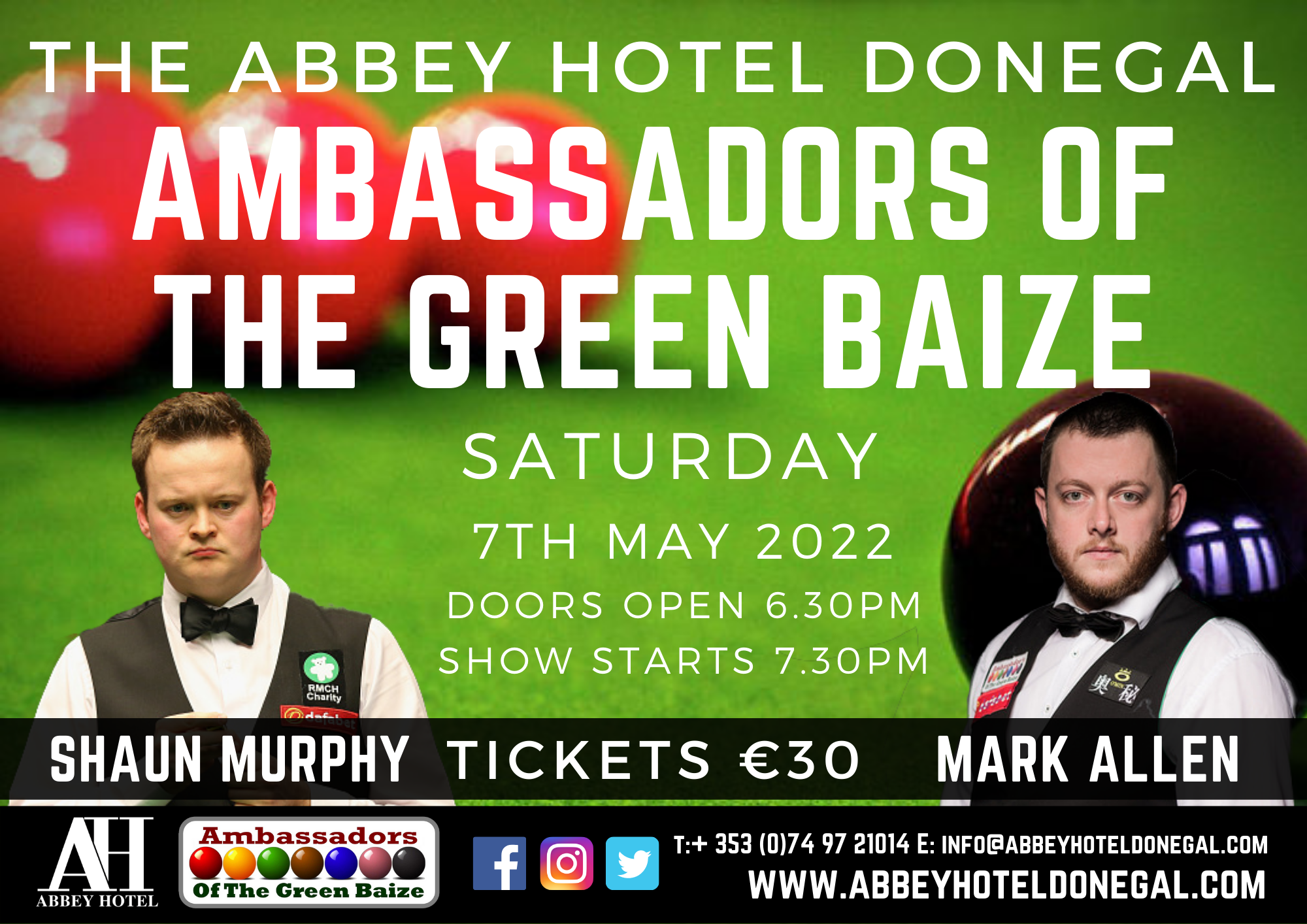 Shaun Murphy V Mark Allen at Abbey Hotel Donegal Buy Now